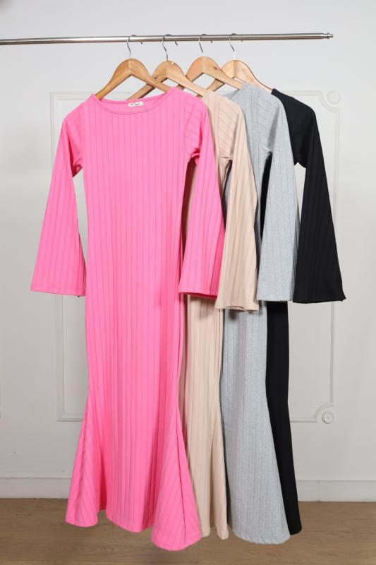 Vestido largo mangas campana
